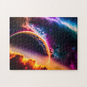 Fantastical Colorful Clouds and Planet Ligcape Pussel