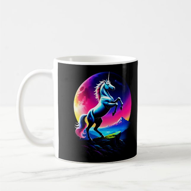 Fantastical Colorful Unicorn Wilderness Kaffemugg (Vänster)