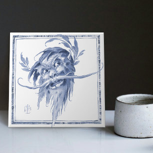 Fantastical Creatchanting Art nouveau Delft Kakelplatta