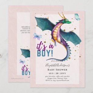 Fantastical DRAGON ThBäste Pojke Shower Reveal Rev Inbjudningar