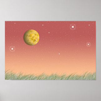 Fantastical moon and a silent starry sky. poster