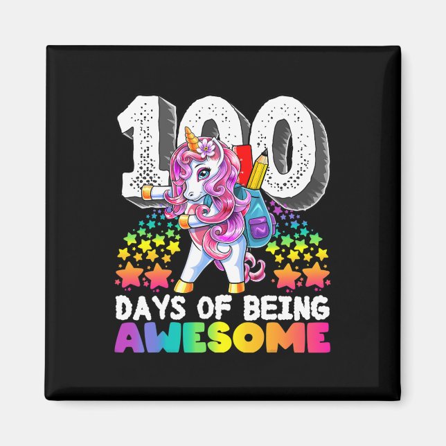 Fantastisk 100 dagar för skolblomning Unicorn Gift Magnet (Framsidan)