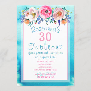 Fantastisk 30- och Fabulous-Blommigt Inbjudningar