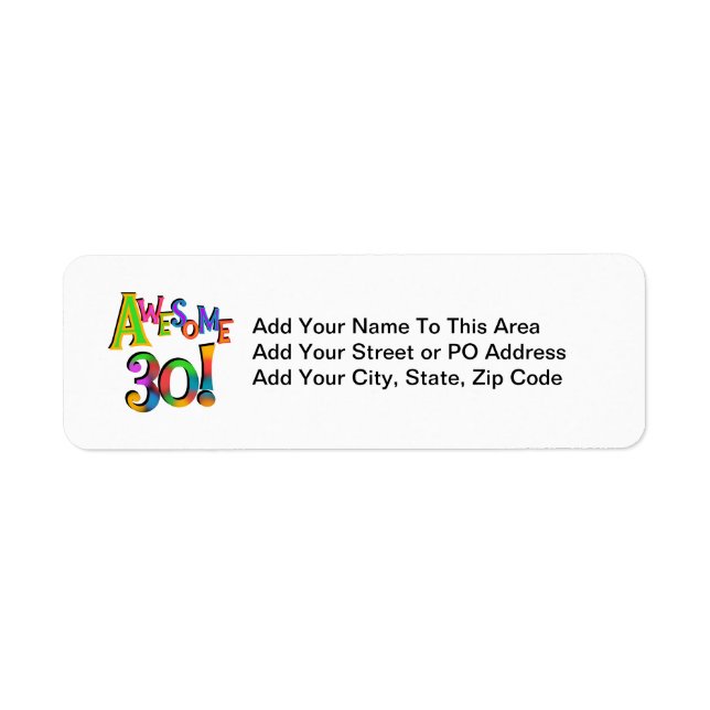 Fantastisk 30 T-tröjor och presenter på födelsedag Returadress Etikett (Framsidan)