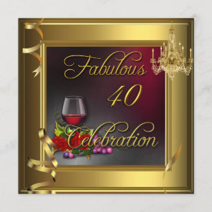 Fantastisk 40-årsfirande Krämgula Rosor Vin Inbjudningar