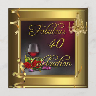 Fantastisk 40-årsfirande Krämgula Rosor Vin Inbjudningar