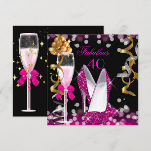 Fantastisk 40 Het Rosa Guld Svarta Bubblor Party Inbjudningar