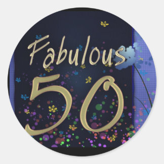 Fantastisk 50-årsdag! runt klistermärke