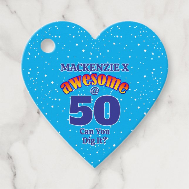 FANTASTISK 50 BLUE FÖR BLÅDAGSVÄTSKA GÅVOR ETIKETTER (Framsida)