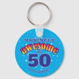 FANTASTISK 50 Ljust BLUE-födelsedag Nyckelring