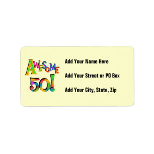 Fantastisk 50 T-tröjor och presenter på födelsedag Adressetikett