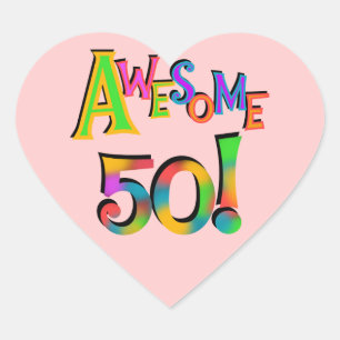 Fantastisk 50 T-tröjor och presenter på födelsedag Hjärtformat Klistermärke