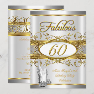 Fantastisk 60-årsdag Guld Silver Höga Klackar 60 Inbjudningar