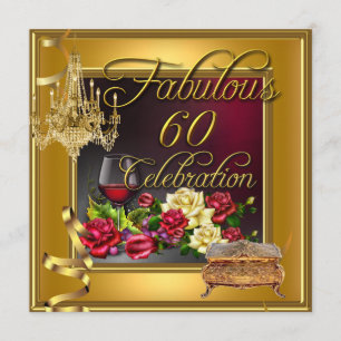 Fantastisk 60-årsfirande 60-års röda rosor vin inbjudningar