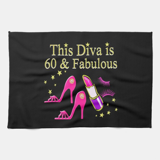 FANTASTISK 60:E BIRTHDAY DIVA DESIGN KÖKSHANDDUK (Horisontell)