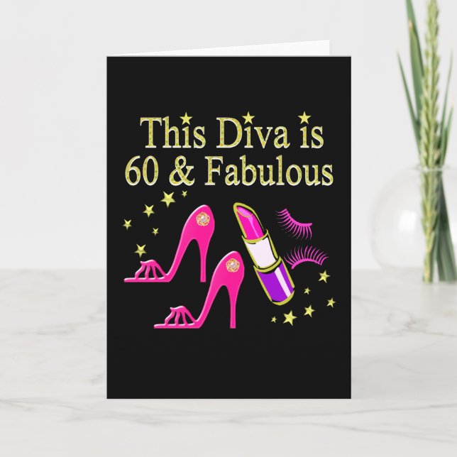 FANTASTISK 60:E BIRTHDAY DIVA DESIGN KORT (Framsida)
