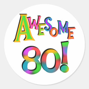 Fantastisk 80 T-tröjor och presenter på födelsedag Runt Klistermärke