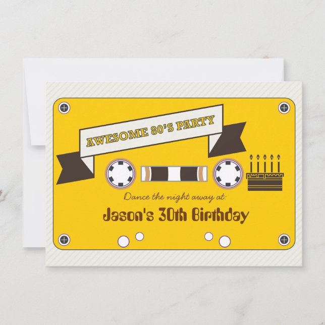Fantastisk 80's Mixtape New Wave Dance Party Inbjudningar (Framsida)