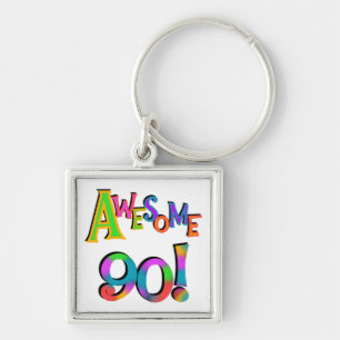 Fantastisk 90 T-shirts och Gifs på födelsedagen Fyrkantig Silverfärgad Nyckelring
