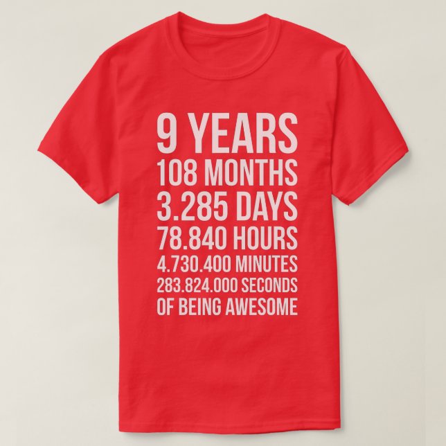 Fantastisk 9:e födelsedagspresent i 9 år t shirt (Design framsida)