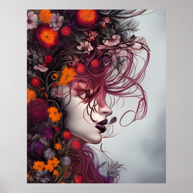 Fantastisk Abstrakt 2 för fina kvinnliga blommor Poster (Framsidan)
