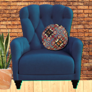 Fantastisk Abstrakt Antique Oriental Matta Design Rund Kudde