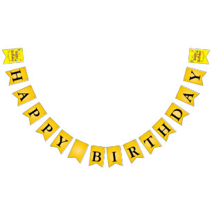 Fantastisk Abstrakt Black Guld Birthday Message Vimplar