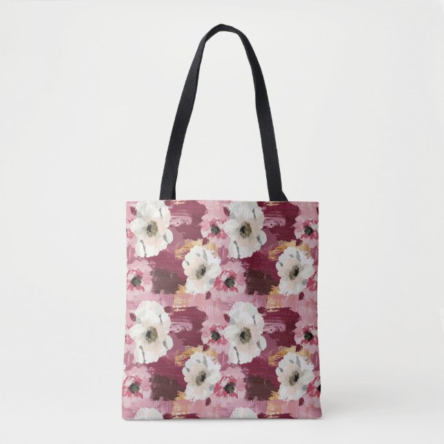 Fantastisk Abstrakt Watercolor Camellias Tygkasse (Framsida)