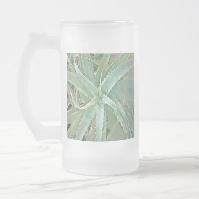 Fantastisk Aloe Vera Akrylic Art Frostat Ölglas (Vänster)