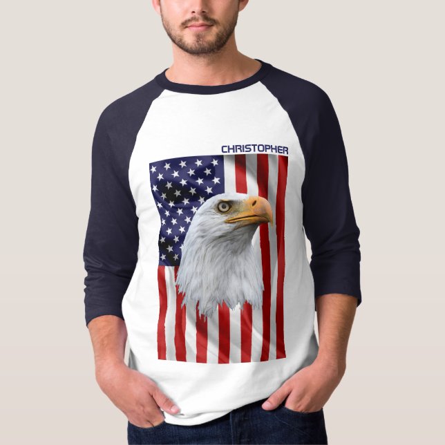Fantastisk American Eagle, USA flagga, Patriotic T Shirt (Framsida)