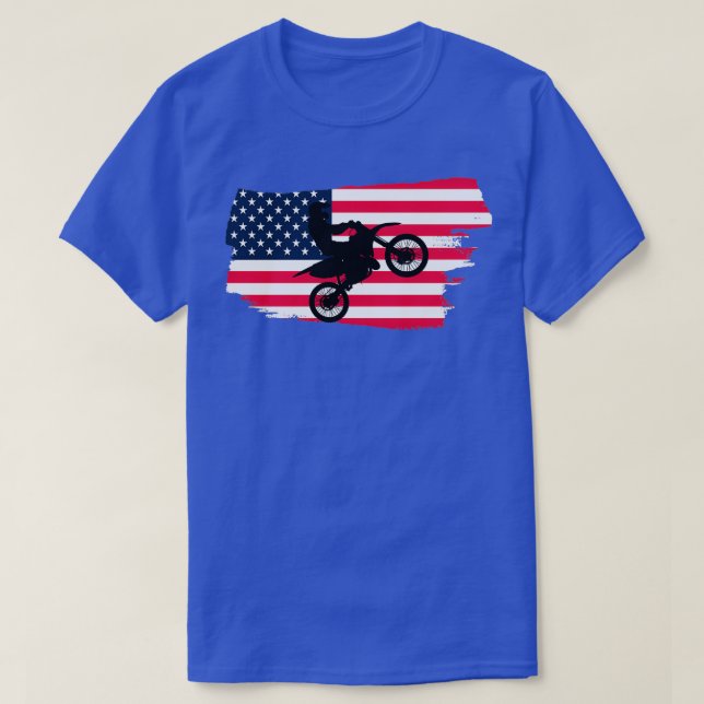 Fantastisk American flagga Dirt cycleMotocross-des T Shirt (Design framsida)