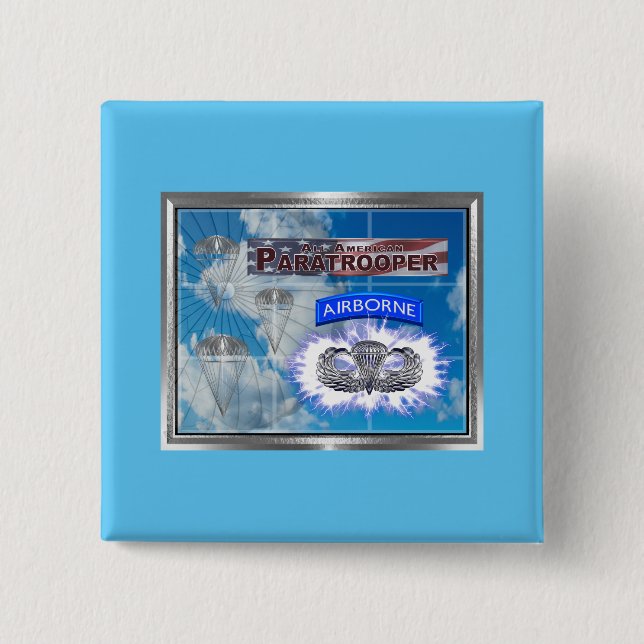 Fantastisk American Paratrooper och Flagga Knapp (Framsida)