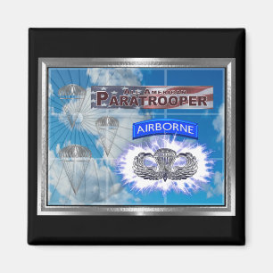 Fantastisk American Paratrooper och Flagga Magnet