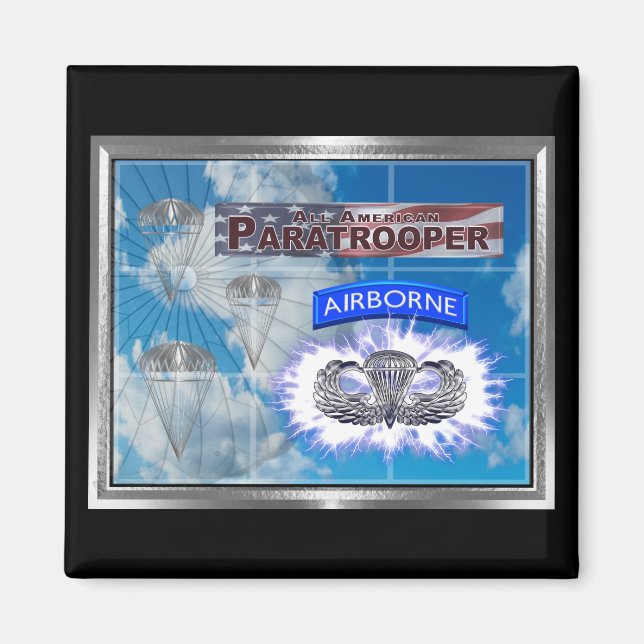 Fantastisk American Paratrooper och Flagga Magnet (Framsidan)