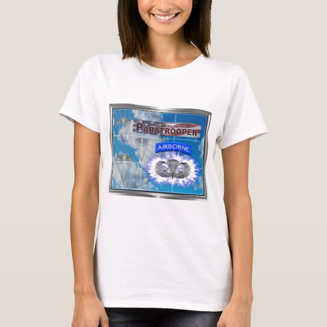 Fantastisk American Paratrooper och Flagga T Shirt (Framsida)