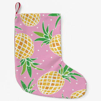 Fantastisk ananas på grynt rosa polka-kuster bakgr liten julstrumpa