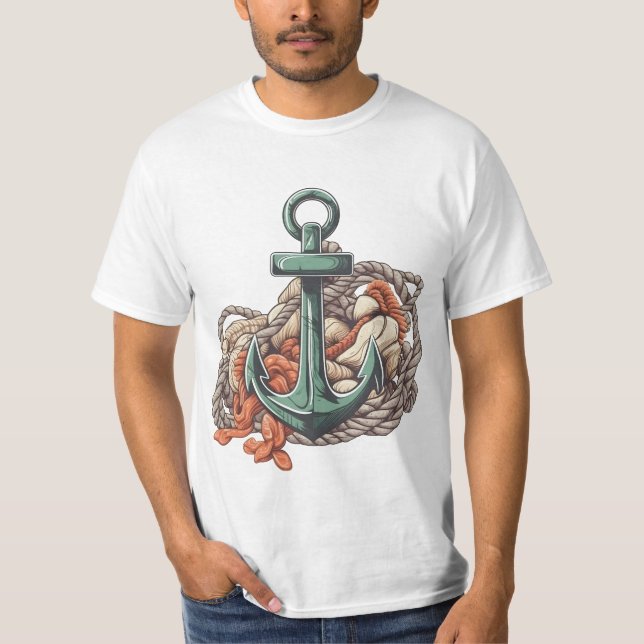 Fantastisk Anchor Tecknad Stil Havets Äventyr T Shirt (Framsida)