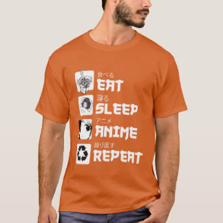 Fantastisk Anime Äta Sova Anime Upprepa tonårspojk T Shirt
