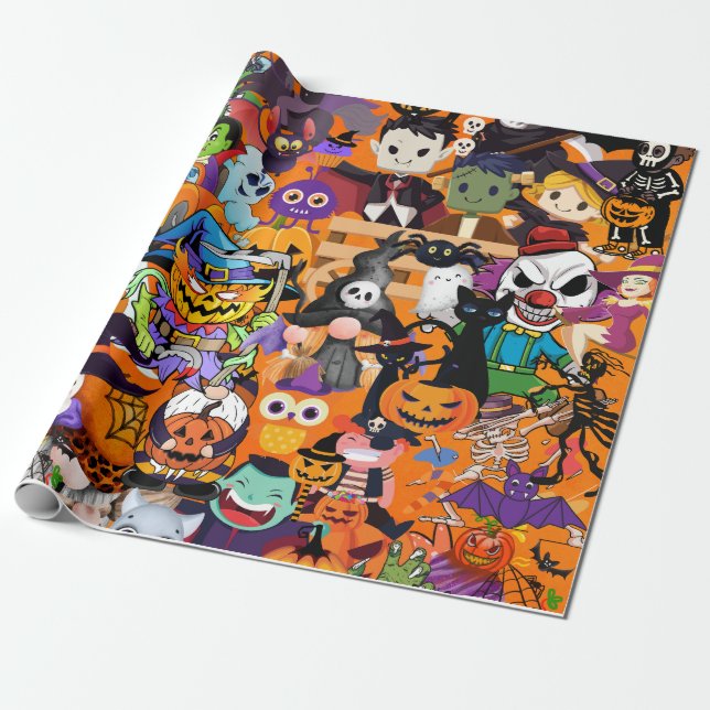 Fantastisk Ansikte i Halloween Presentpapper (Utrullad)