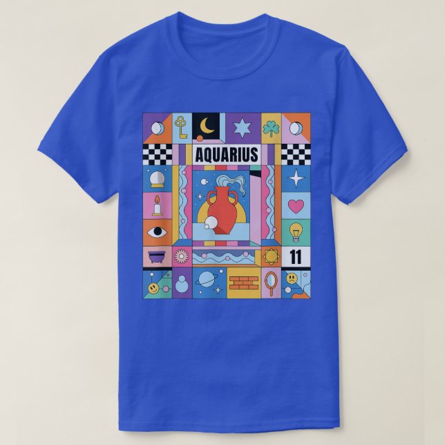 Fantastisk Aquarius Funny Retro Zodiac-skylt T Shirt (Design framsida)