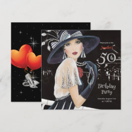 Fantastisk Art Deco 50:e födelsedagsinbjudan Inbjudningar