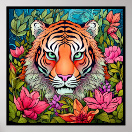 Fantastisk Art Tiger i Jungle Poster