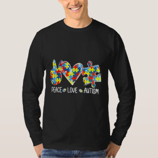 Fantastisk Autism Medvetenhet om fred Kärlek Puzzl T Shirt