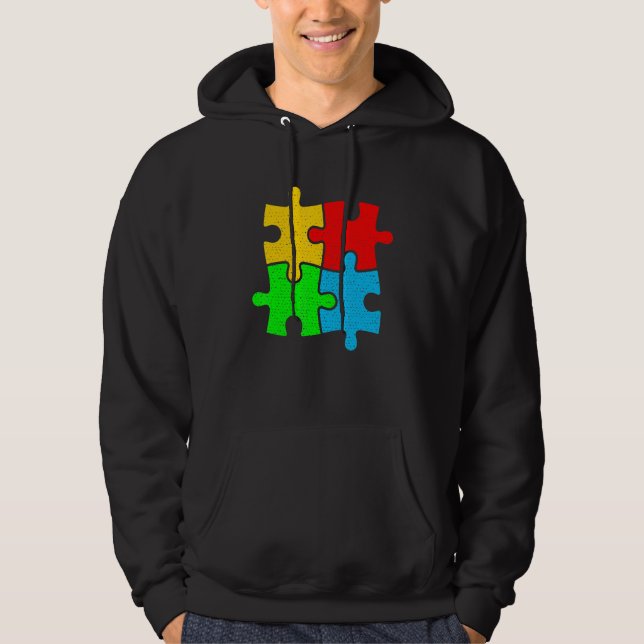 Fantastisk Autism Puzzle Autism Awareness Kärlek S Hoodie (Framsida)
