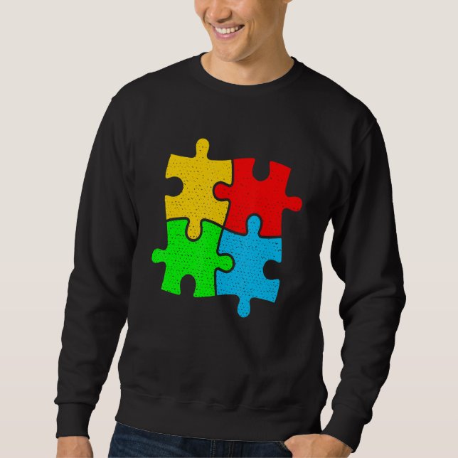 Fantastisk Autism Puzzle Autism Awareness Kärlek S Lång Ärmad Tröja (Framsida)