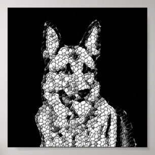 Fantastisk B&W Mosaic German Shepherd Poster