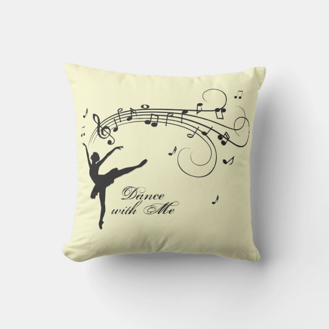 Fantastisk Ballerina Dancing with Music Gult Kudde (Framsida)