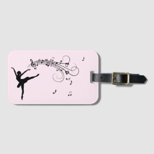 Fantastisk Ballerina Dancing with Music Rosa Bagagebricka