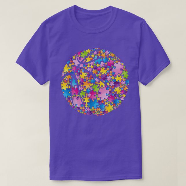 Fantastisk Basketball Autism Awareness Sport Manar T Shirt (Design framsida)