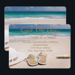 Fantastisk Beach-bröllop, Seashells spara datumet<br><div class="desc">Inbjudan till bröllopsdagen Modern Seashells</div>